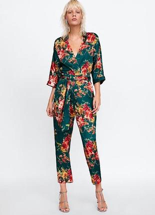 Брючный сатиновый комбинезон zara