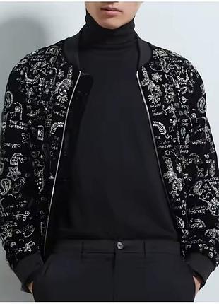 Zara кофта велюровая с вышивкой р xl