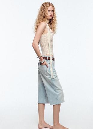 Джинсові шорти бермуди zara нові довгі шорти баггі low-rise baggy блакитні подовжені шорти 38р.