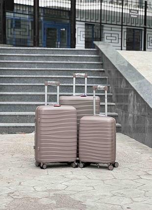 С 8510 шампань полипропилен marsel маленький чемодан дорожный s на колесах 4 колеса ручная кладь