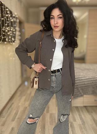 Льняная рубашка свободного кроя