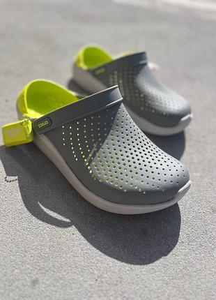 Crocs literide grey/light green чоловічі крокси