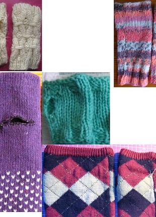 Митенки женские вязаные демисезонные 5 пар набор с м 7 8 размер