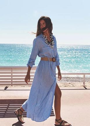 Льняна сукня блакитна zara