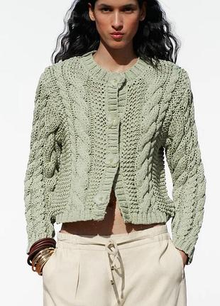 Зеленый кардиган женский zara new