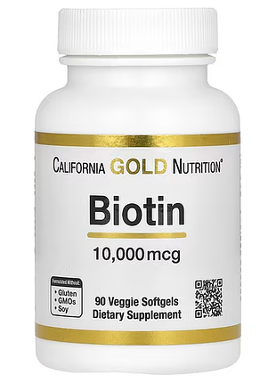California gold nutrition, биотин, 10000 мкг, 90 вегетарианских капсул