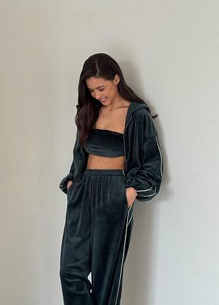 Велюровый бархатный спорт костюм  тройка