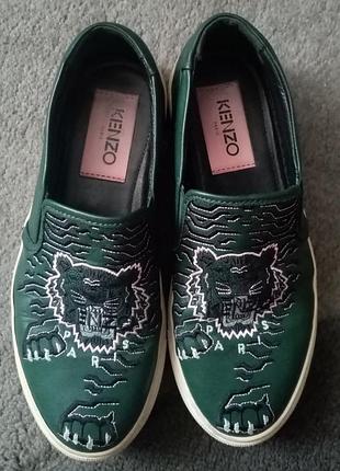 Оригинал. 23,5 см. женские кожаные мокасины слипоны kenzo