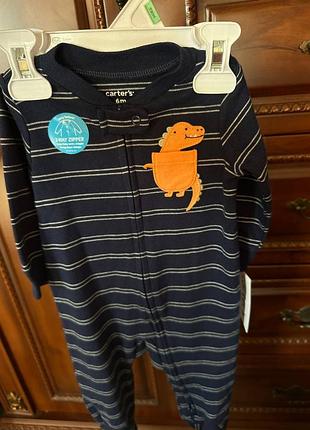 Слип, человечек детский комбезик, натуральный, на молнии, дракончик)