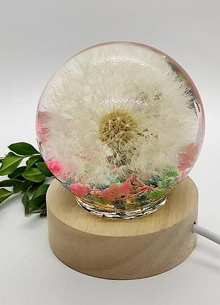 Унікальний подарунок з будь-якого приводу, нічник зі смоли з справжніми квітами всередині