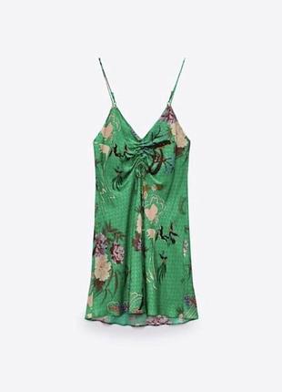 Новое женское платье zara xs 42р. мини, зеленая, вискоза