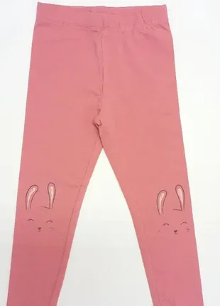 Лосини для дівчинки, рожевого кольору. прінт - зайчик. 92 см