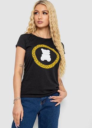 Футболка жіноча з принтом колір чорний туреччина