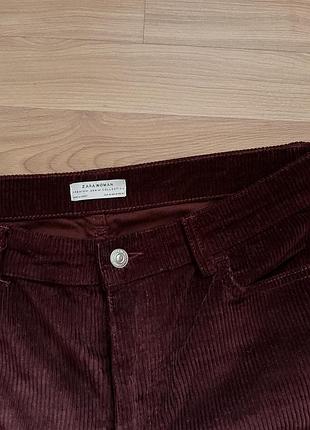 Вельветові широкі брюки штани палаццо бордо трендові  zara