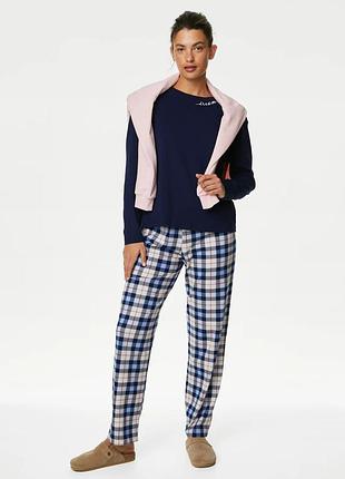 Піжамний комплект із чистої бавовни в карту