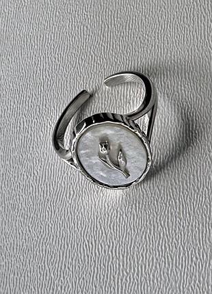 Срібна каблучка печатка, каблучка з квіткою в формі тюльпана, каблучка срібло 925