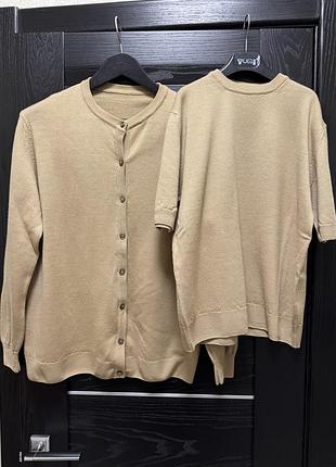 Набір кофта з футболкою, комплект двійка, 100% вовна