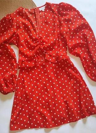 Новое платье в горох с объемными рукавами #1010#