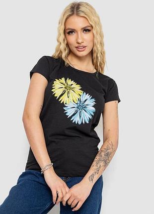 Футболка жіноча з принтом колір чорний туреччина