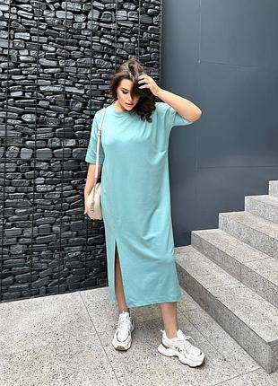 Женское платье-футболка длинная спортивная трикотажная летняя батал платья #2121