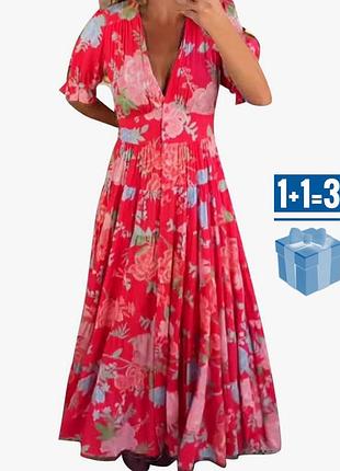 🥰 длинное платье в цветочный принт xl