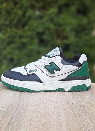 Кроссовки x New Balance leather trainers белые с черным и зеленым кожа распродаж salle