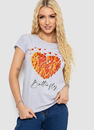 Футболка жіноча з принтом колір сірий туреччина