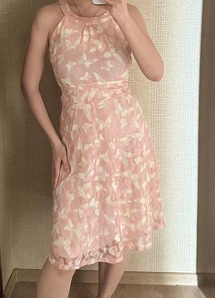 Красивое легкое летнее платье миди в принт бабочки