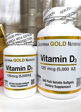 Вітамін д3 5000 мо, 90/360 капсул, сша, california gold nutrition вітамін d3