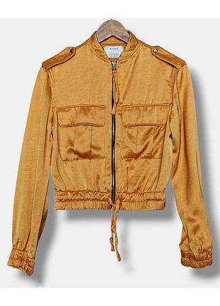 Bershka шелковый бомбер оранжевый бомбер женский s золотой бомбер