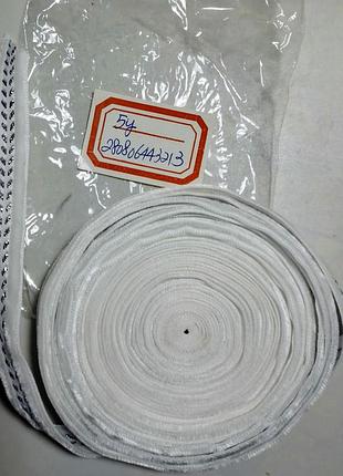 Лента тесьма бархат 1 см 4.6 м, узор серебристый люрекс