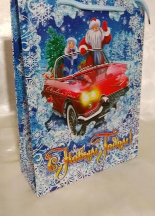 Пакет подарунковий клейонковий новорічний 23х30 см