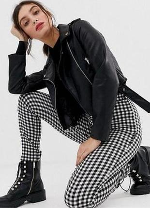 Леггинсы в клетку stradivarius с высокой посадкой