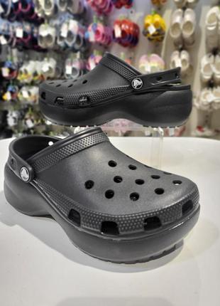Крокс классик клог платформа черные crocs womens classic clog platform black
