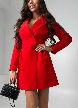 Сукня-піджак на підкладці жіноча сукня плаття - піджак в кличному діловому дорогому стилі червоний чорний