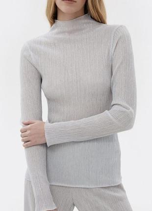 Срібний лонгслів /кофта з трикотажу плісе estro x musthave er00114252