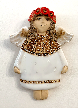 Ангел керамічний настінний. кераміка ручної роботи