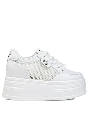 Кеди жіночі білі на прихованій танкетці 2641т