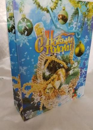 Пакет подарунковий клейонковий новорічний 23х30 див.