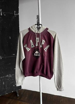 Kappa womens vintage 90s long sleeve hoodie center logo y2k женская, винтажная толстовка с вышитым логотипом