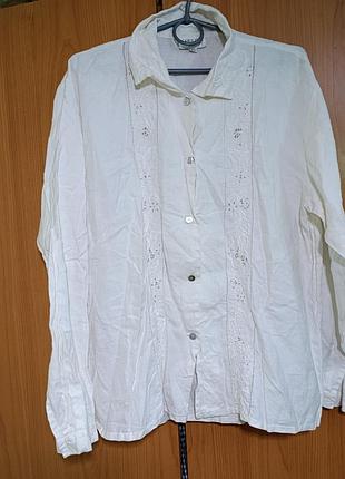 Винтажная блуза с кружевом лен большого размера