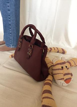 Жіноча  бордова повсякденна  сумка з короткими ручками