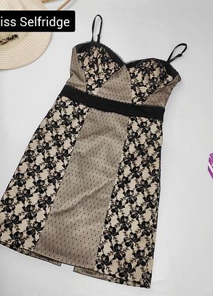 Платье женское мини футляр на бретелях с кружевом от бренда miss selfridge s
