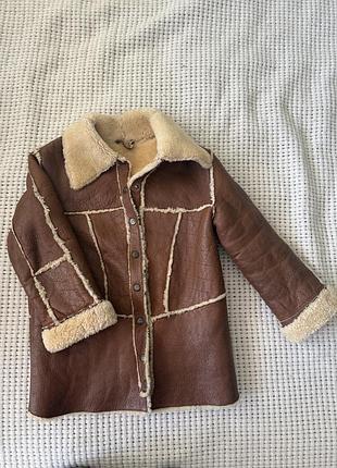Натуральна вінтажна шкіряна дублянка овчина пальто з овчини