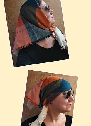 Вовняна хустка вінтаж картата хустина вовна вовняна хустина картата6 фото