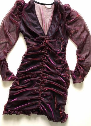 Платье с сеткой платье с переливом переливающееся платье праздничное вечернее платье