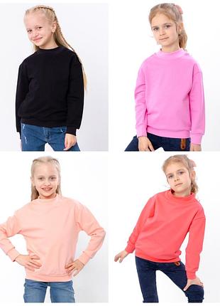 Базовый свитшот для девушек, подилочный свитшот оверсайз, детский джемпер двунитка, демисезонный свитшот двунитка