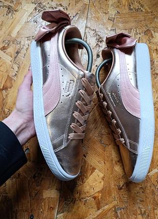 Кожаные оригинальные кроссовки кеды кеды puma women basket bow luxe wn s dusty coral wh white leather (36785101)