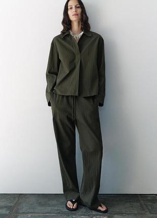 Хлопковая блуза с воротником поло zara - s, m, l