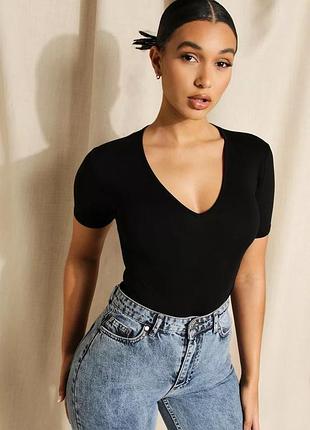 Футболка-боді. чорна. розмір uk8 boohoo